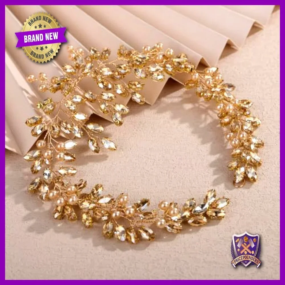 Handmade Crystal Pearl Hair Vine Headband Wedding Bridal Accessory